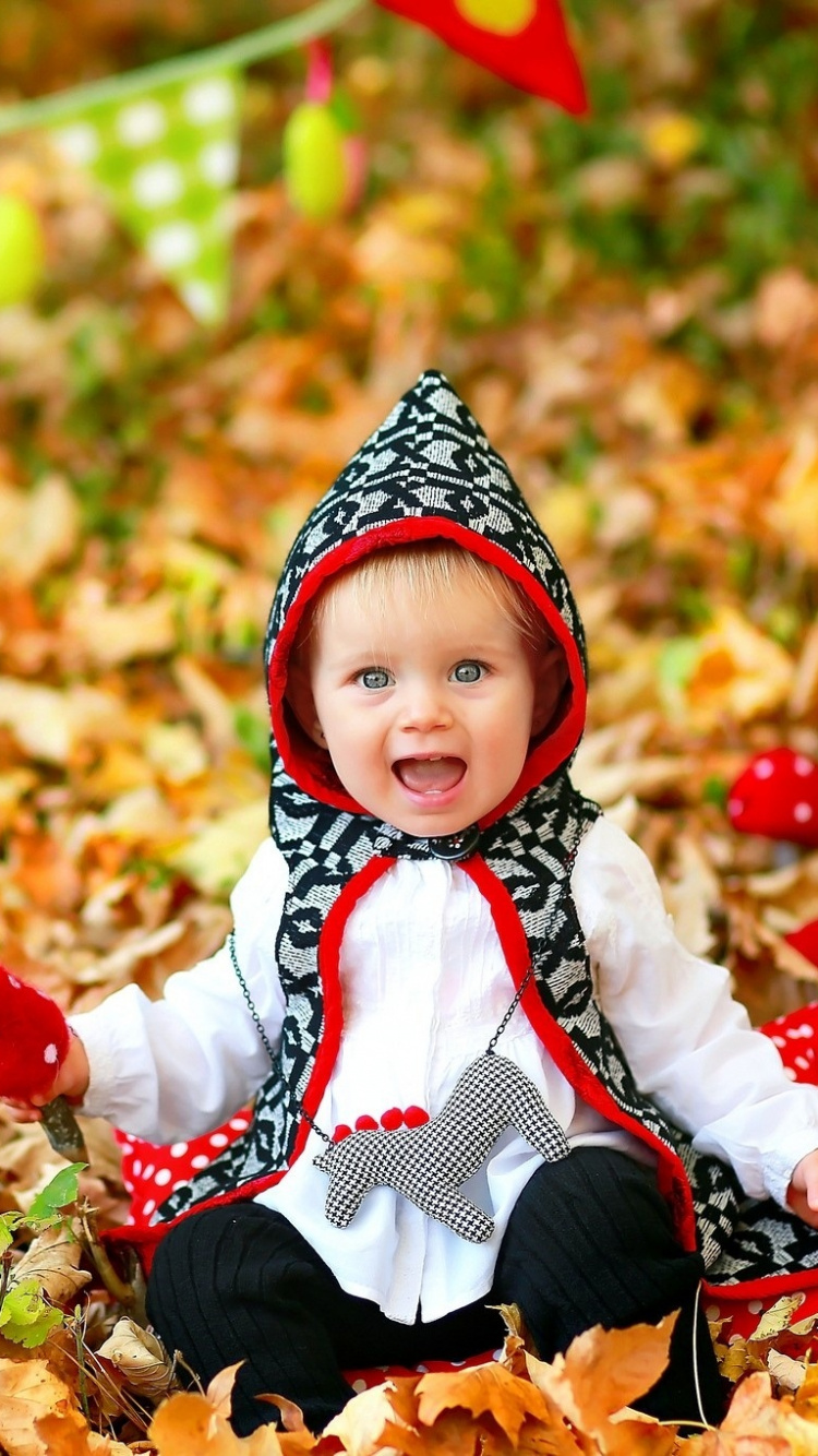 Autumn, Infant, Leaf, Child, Toddler. Wallpaper in 750x1334 Resolution