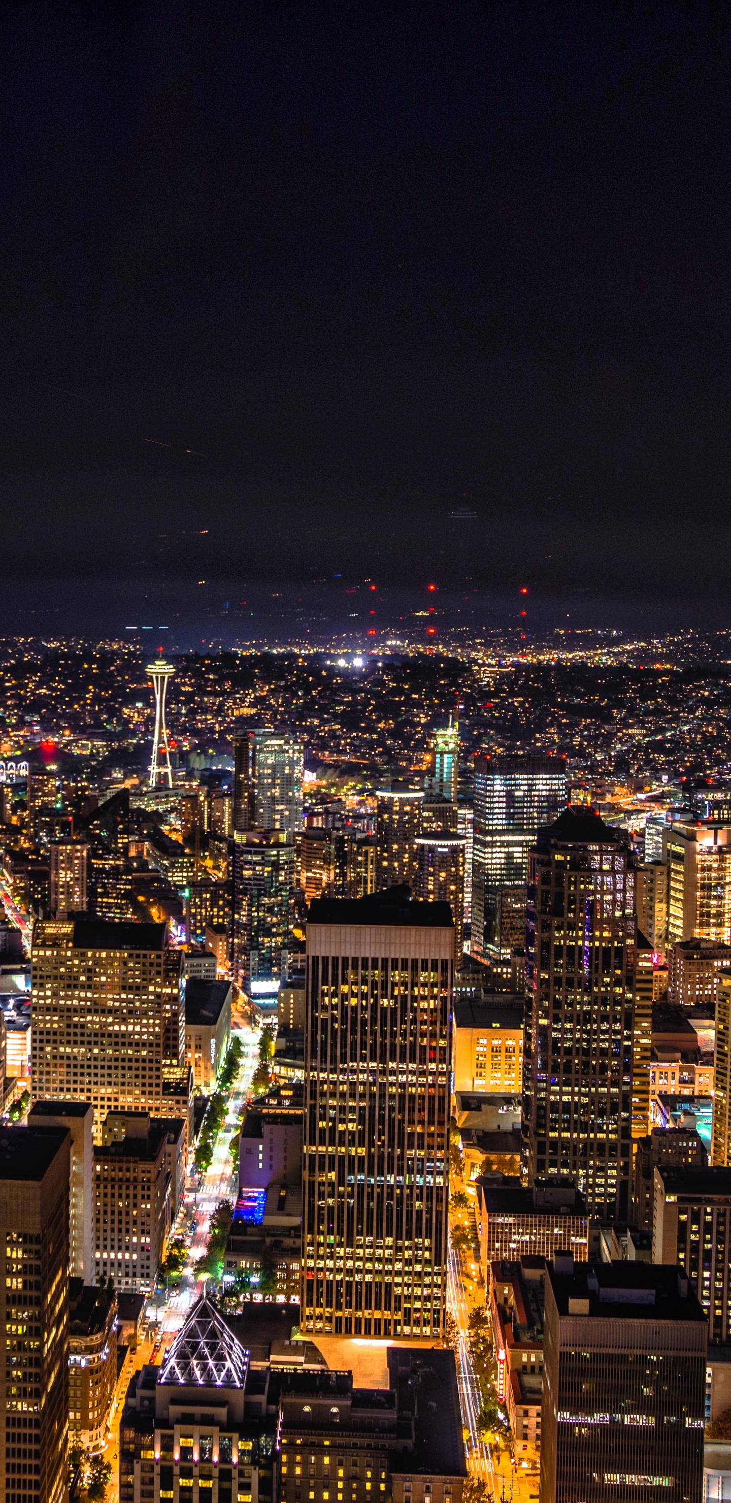 Aerial View of City During Night Time. Wallpaper in 1440x2960 Resolution