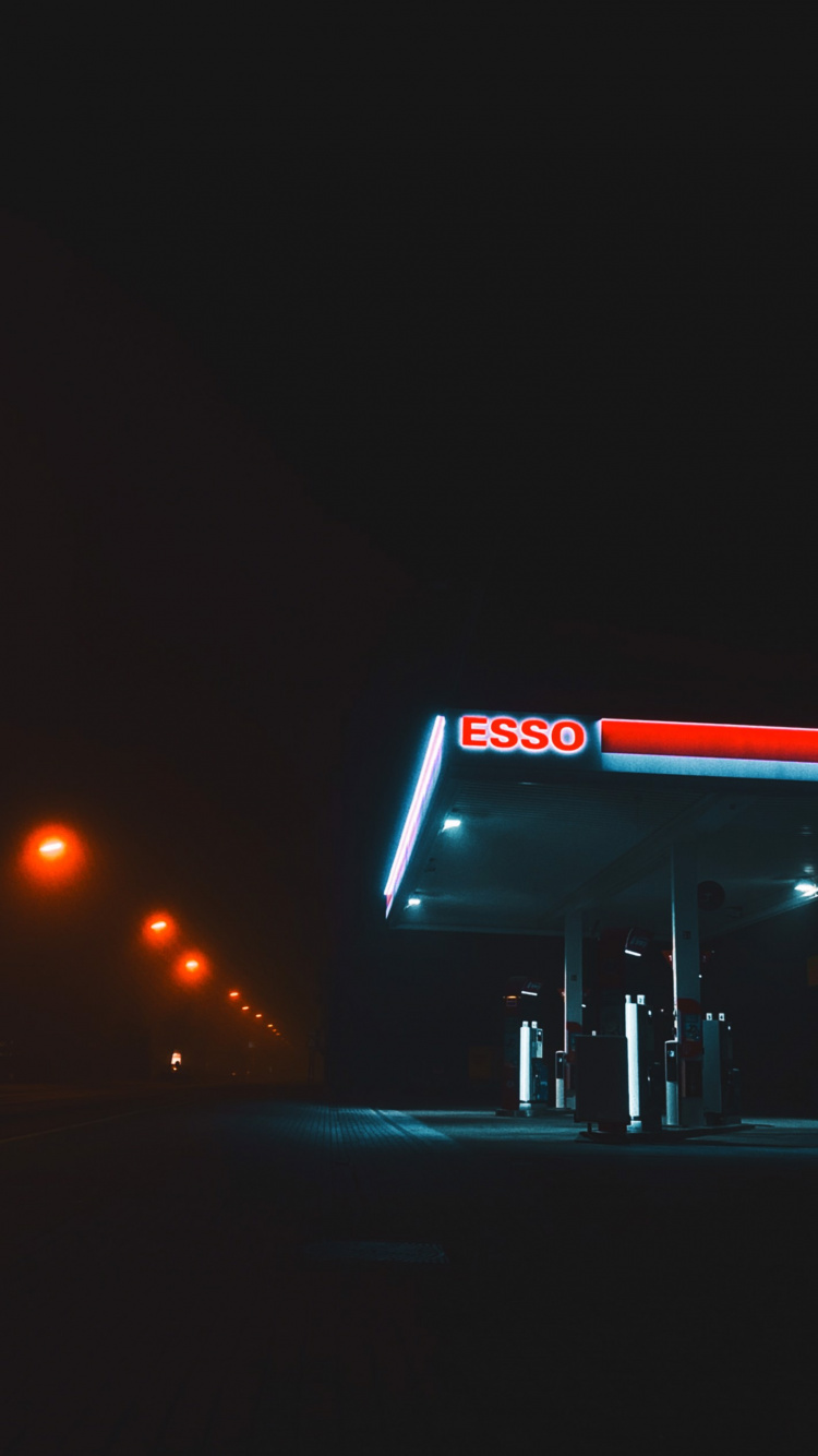 Night, Exxonmobil, Chevron Corporation, Nyse Xom, Automotive Lighting. Wallpaper in 750x1334 Resolution