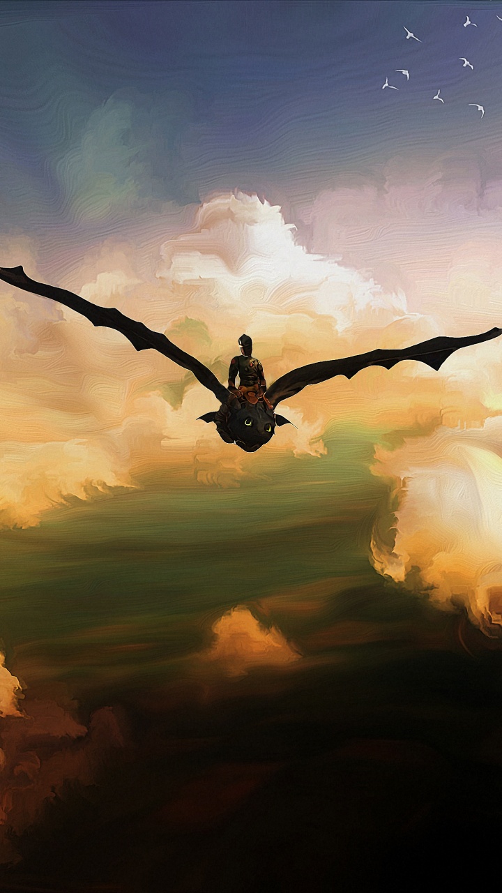 Oiseau Volant Sous un Ciel Nuageux Pendant la Journée. Wallpaper in 720x1280 Resolution