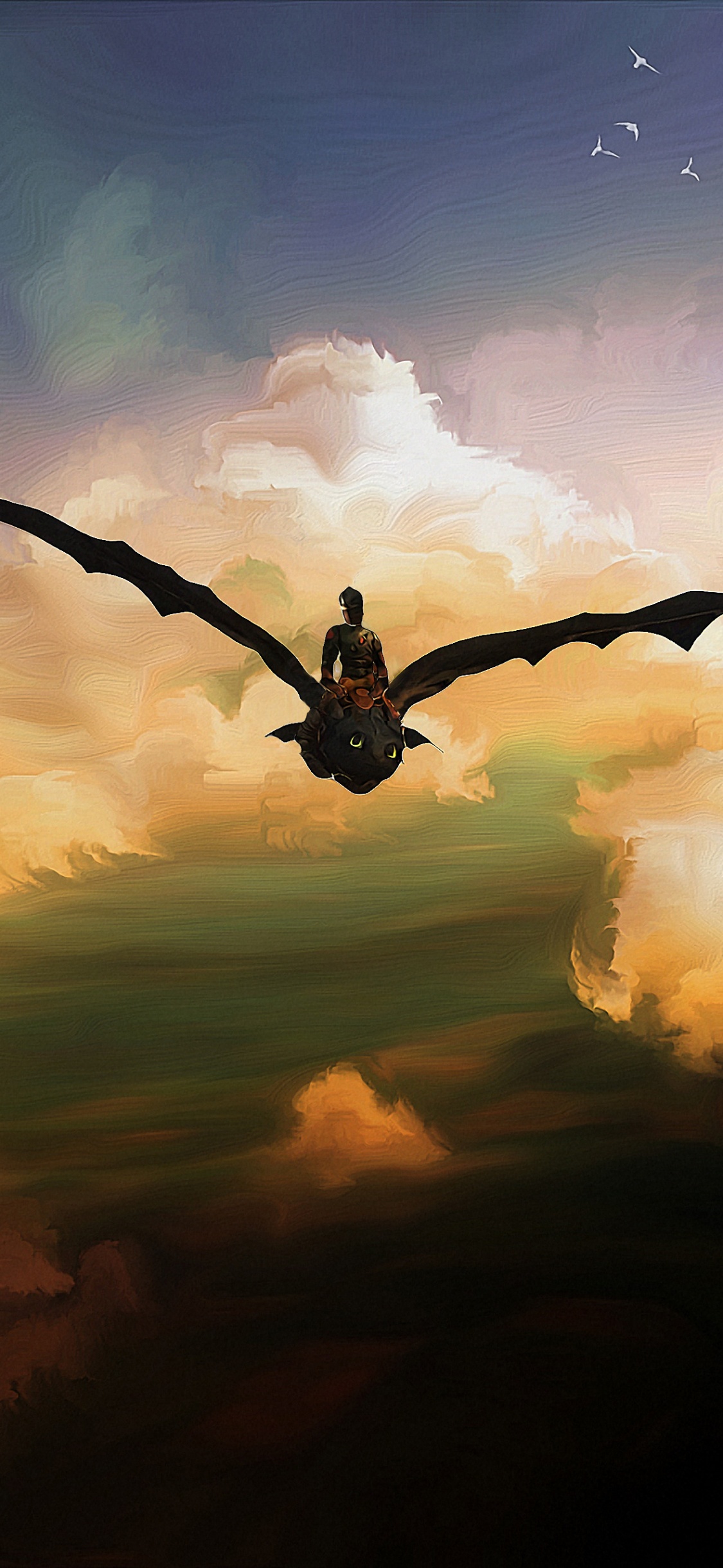 Pájaro Volando Bajo el Cielo Nublado Durante el Día. Wallpaper in 1125x2436 Resolution