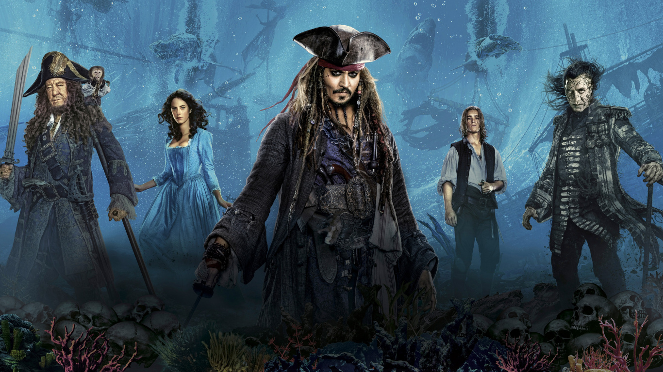 Geoff Zanelli, Captain Jack Sparrow, Captain Armando Salazar, The Devils Triangle, The High Seas. Wallpaper in 1366x768 Resolution
