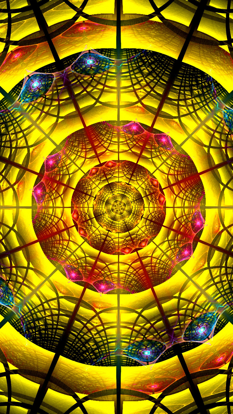 对称, 迷幻术, 圆圈, 万花筒, 分形 壁纸 750x1334 允许