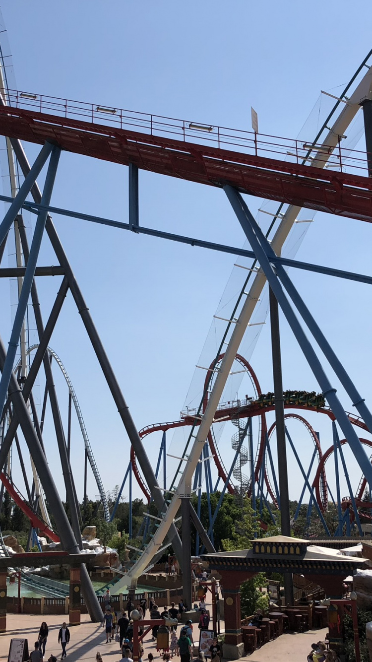 Roller Coaster, Tourist Attraction, Truss Bridge, Iron, Landmark. Wallpaper in 750x1334 Resolution