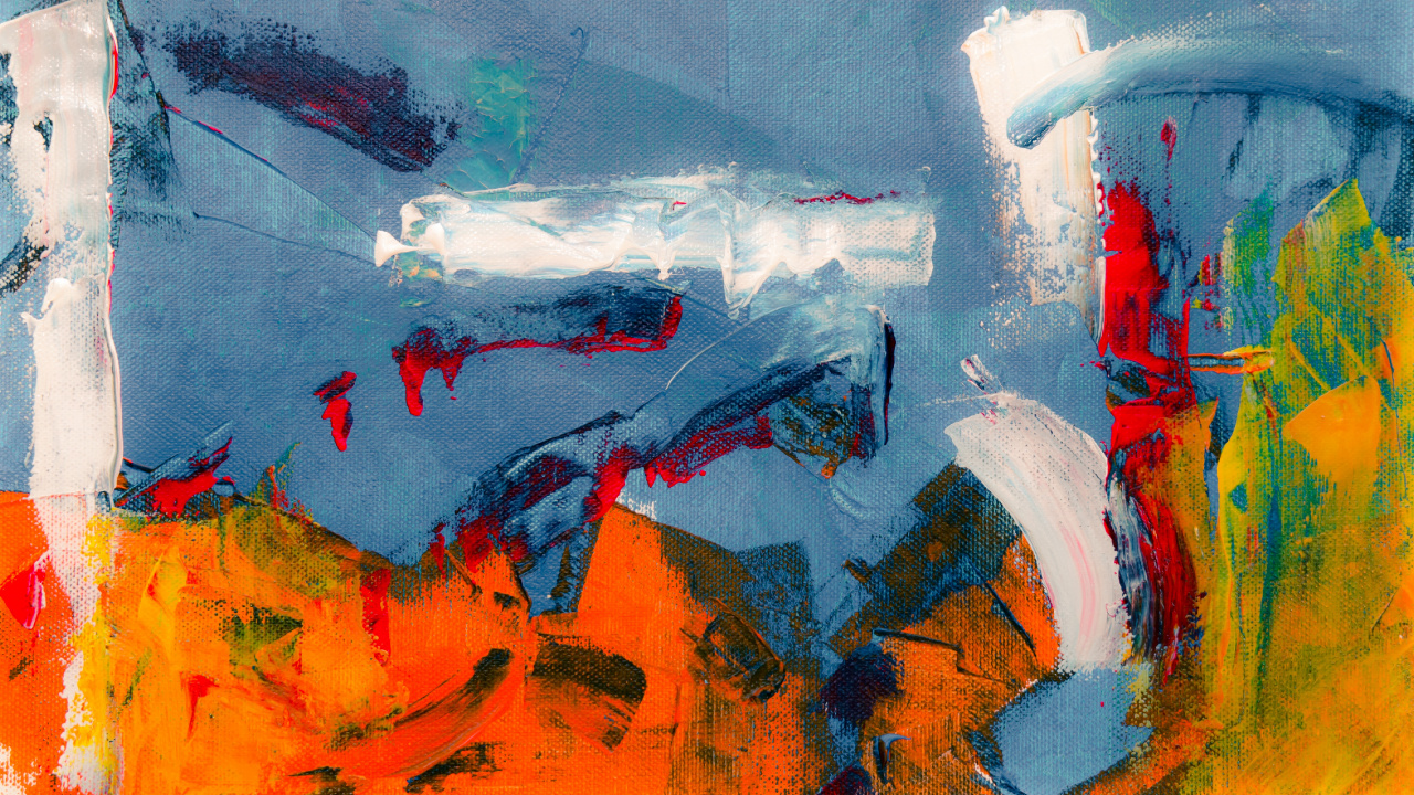 Peinture Abstraite Blanche Rouge et Jaune. Wallpaper in 1280x720 Resolution