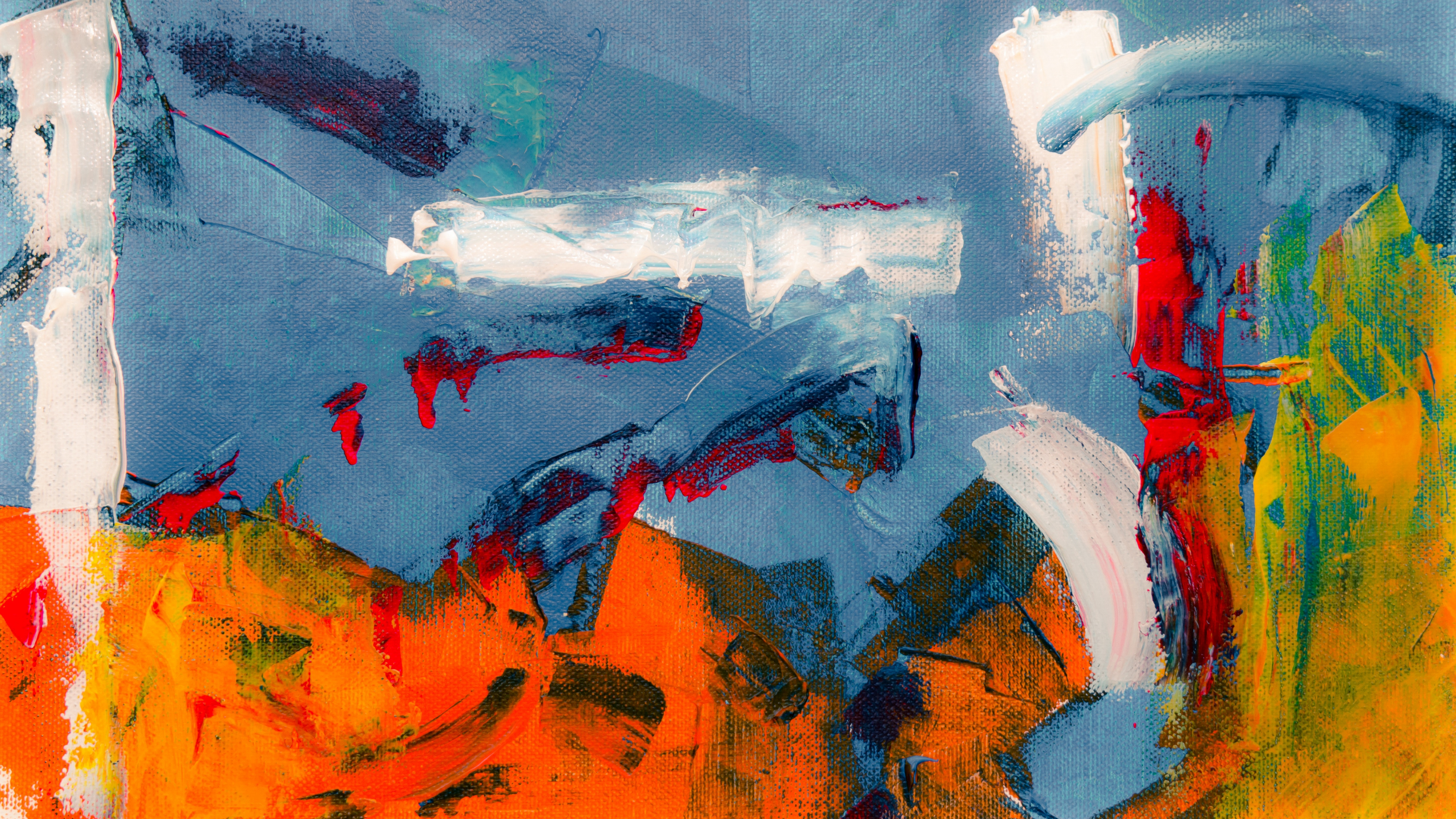 Peinture Abstraite Blanche Rouge et Jaune. Wallpaper in 3840x2160 Resolution