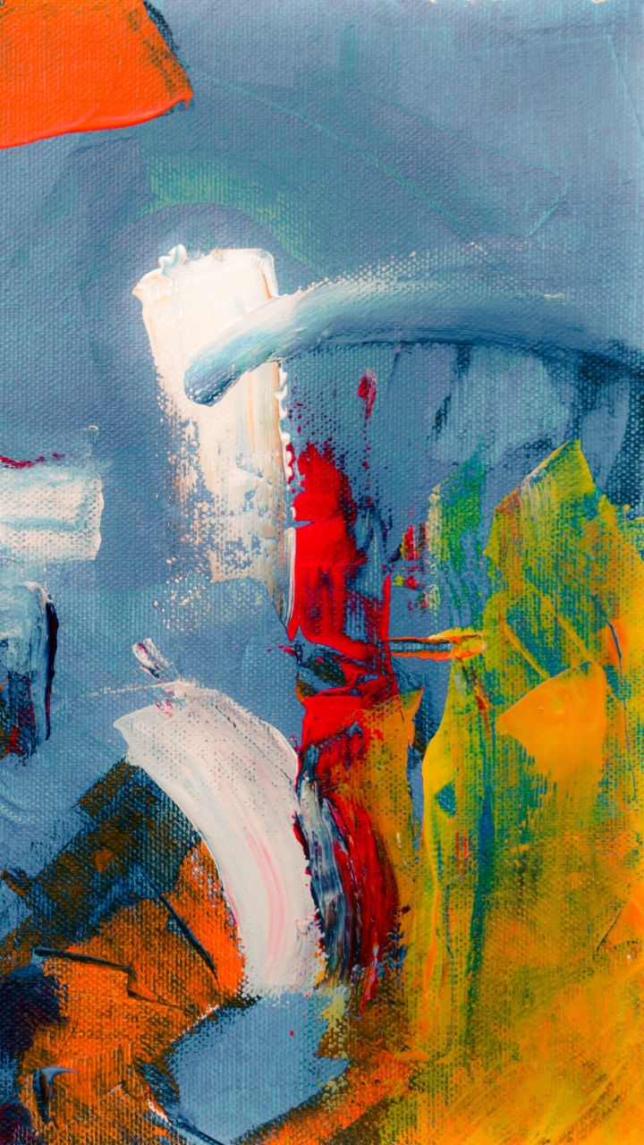 Peinture Abstraite Blanche Rouge et Jaune. Wallpaper in 720x1280 Resolution