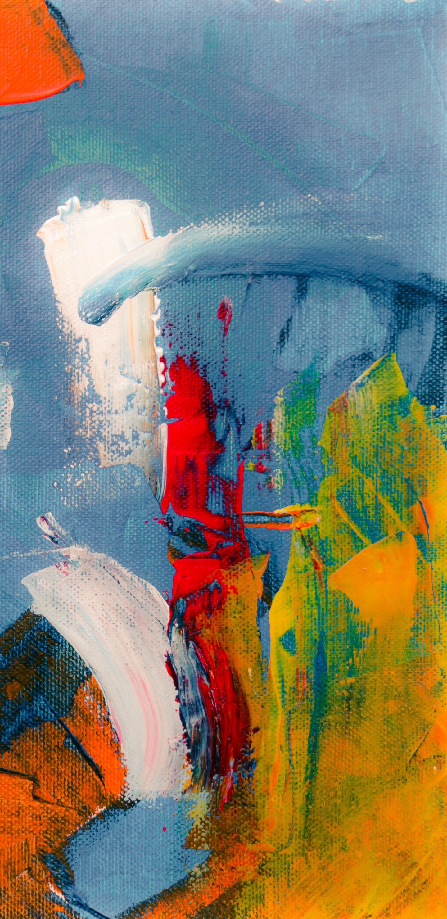 White Red and Yellow Abstract Painting. Wallpaper in 1440x2960 Resolution