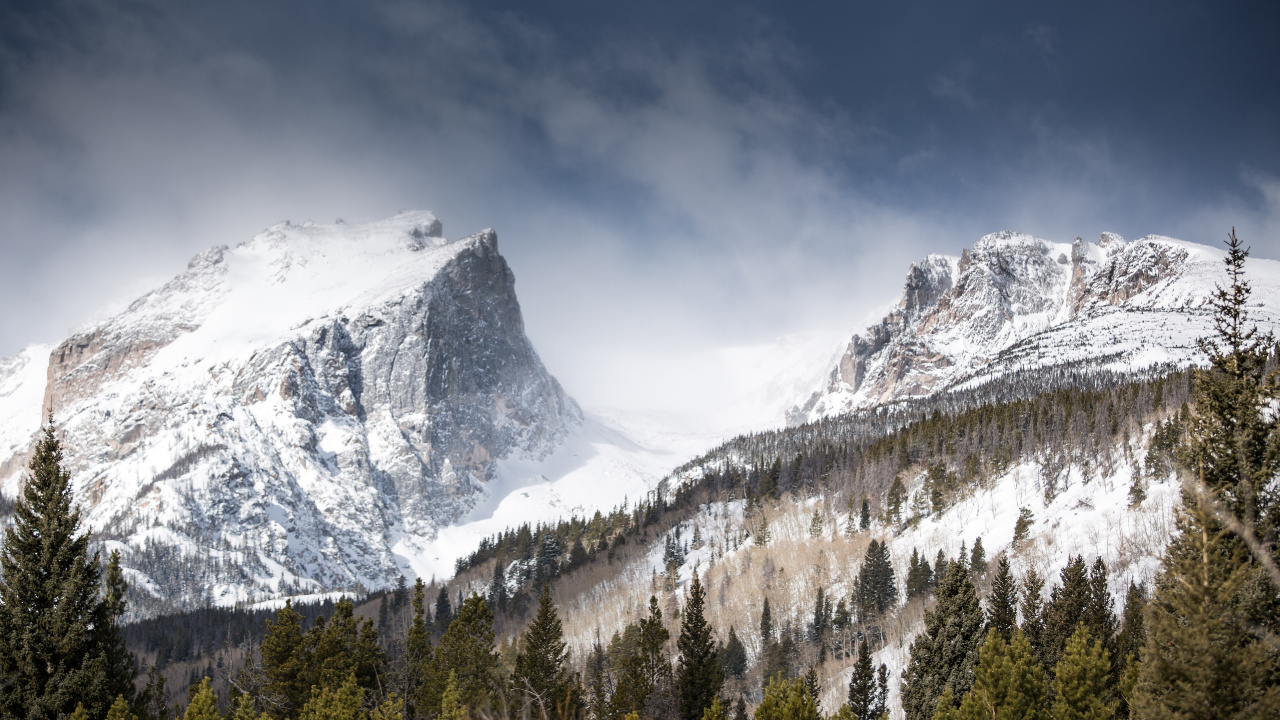 Mountain, Hallett Peak, Alps, Moraine Lake, Nature. Wallpaper in 1280x720 Resolution