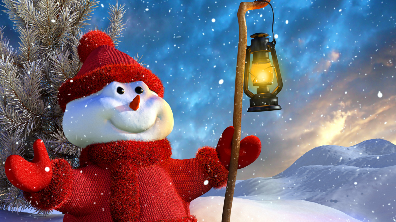 Le Jour De Noël, Bonhomme, Santa Claus, Neige, Hiver. Wallpaper in 1366x768 Resolution