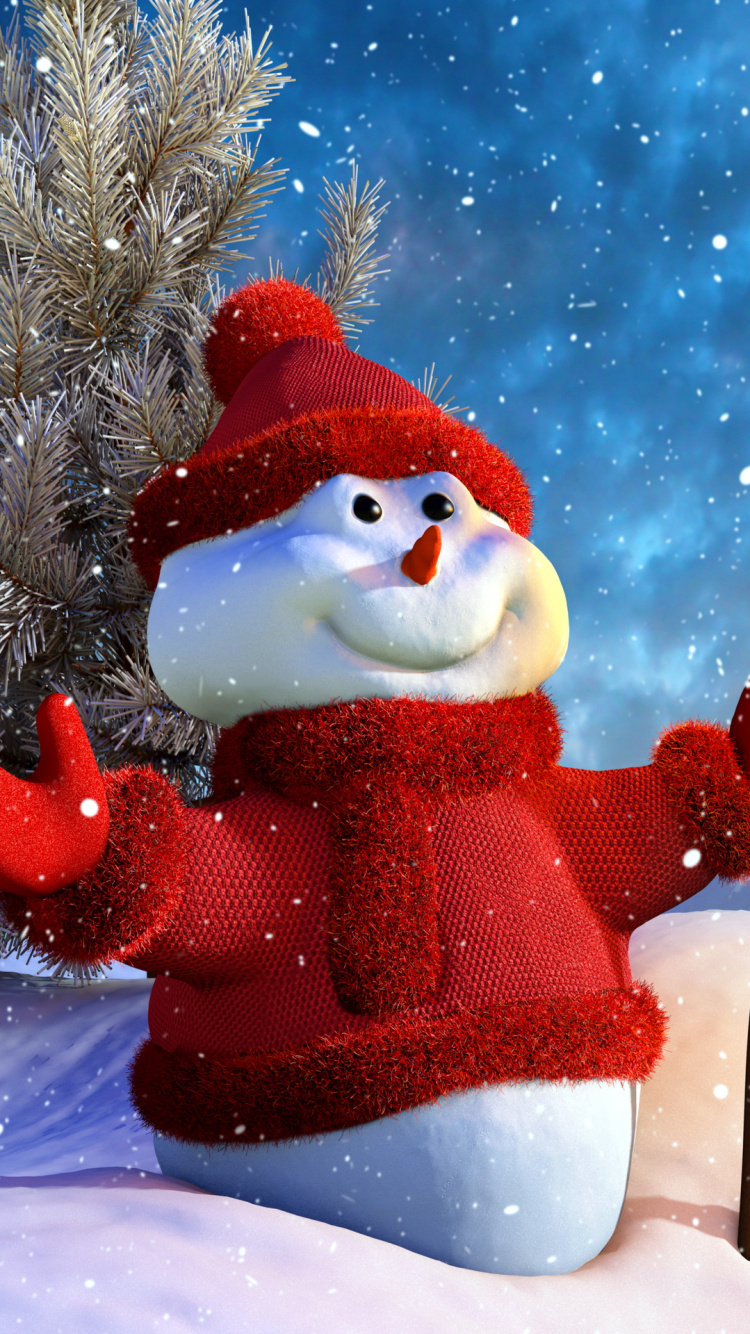 Christmas Day, Snowman, Holiday, Santa Claus, Snow. Wallpaper in 750x1334 Resolution
