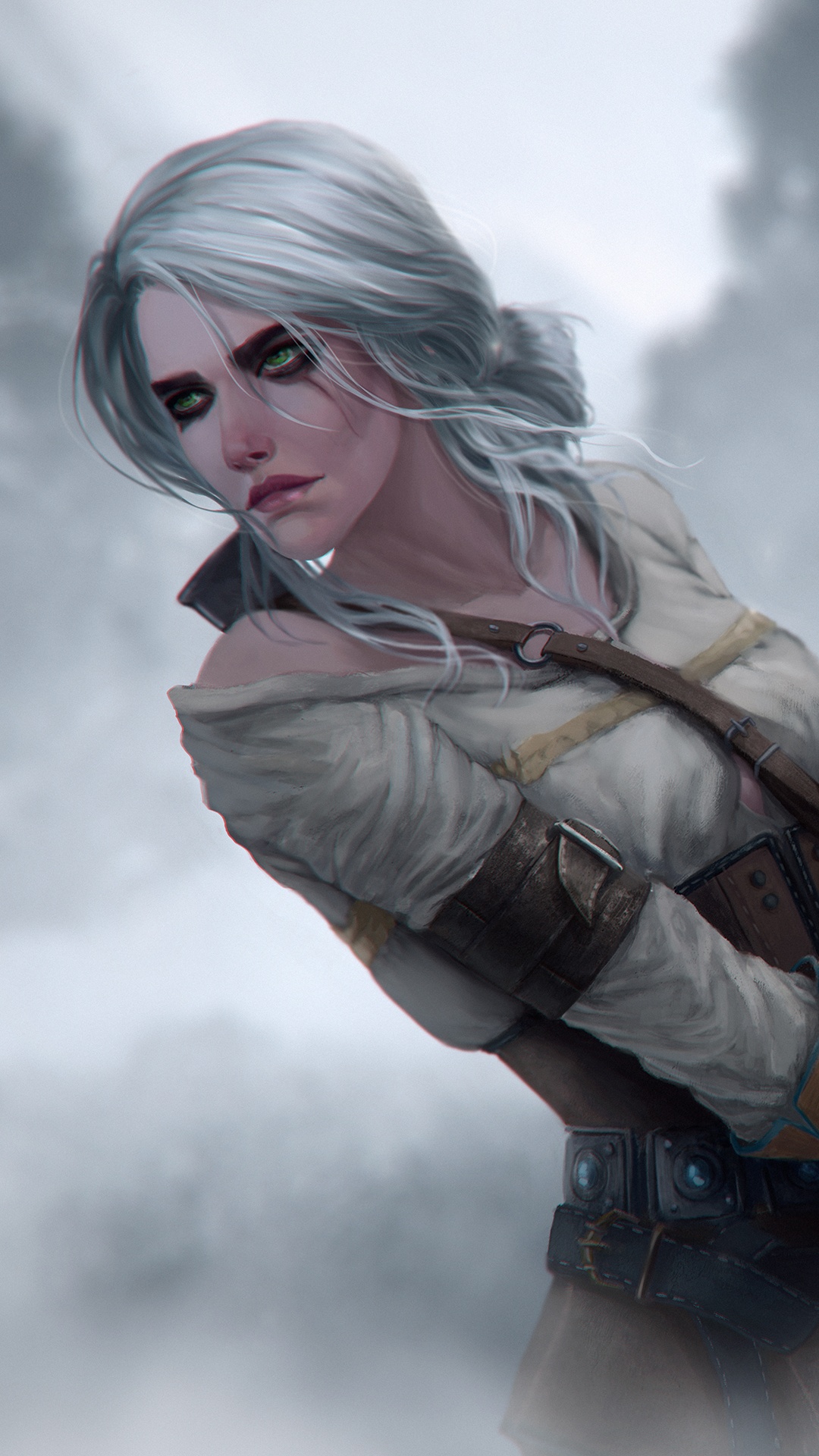 Woman in White Jacket and Blue Denim Jeans Holding Black and White Bird. Wallpaper in 1080x1920 Resolution