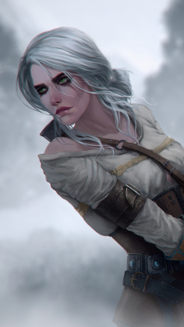 Frau in Weißer Jacke Und Blauer Jeans Mit Schwarzem Und Weißem Vogel Holding. Wallpaper in 750x1334 Resolution