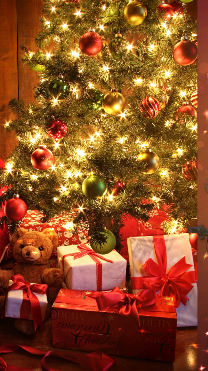 圣诞节那天, 圣诞树, 圣诞节, 圣诞装饰, 圣诞节的装饰品 壁纸 720x1280 允许
