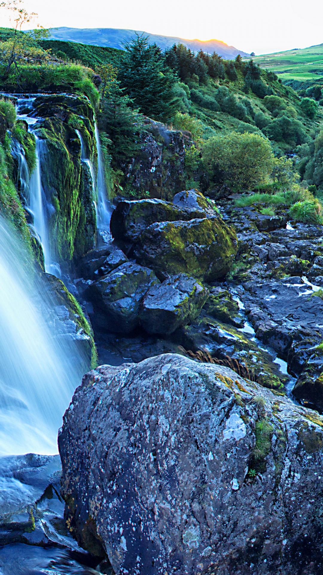 Water Falls on Rocky Mountain During Daytime. Wallpaper in 1080x1920 Resolution