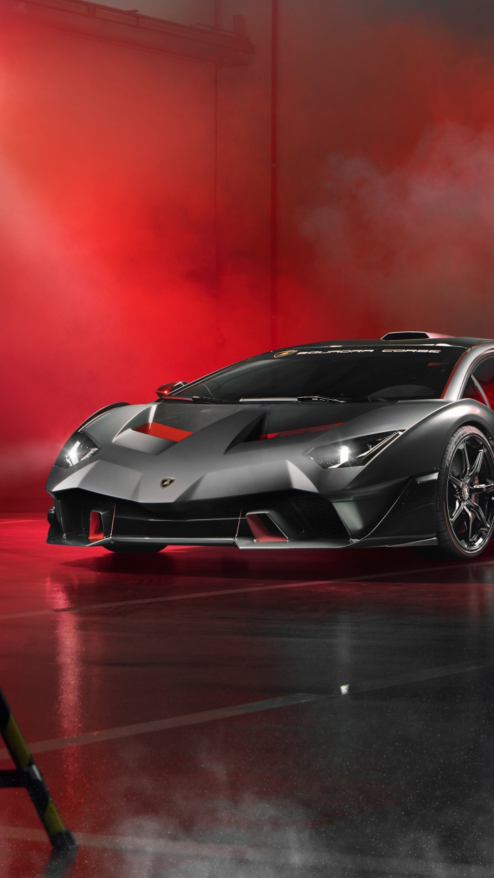 Black Lamborghini Aventador on a Red Room. Wallpaper in 720x1280 Resolution