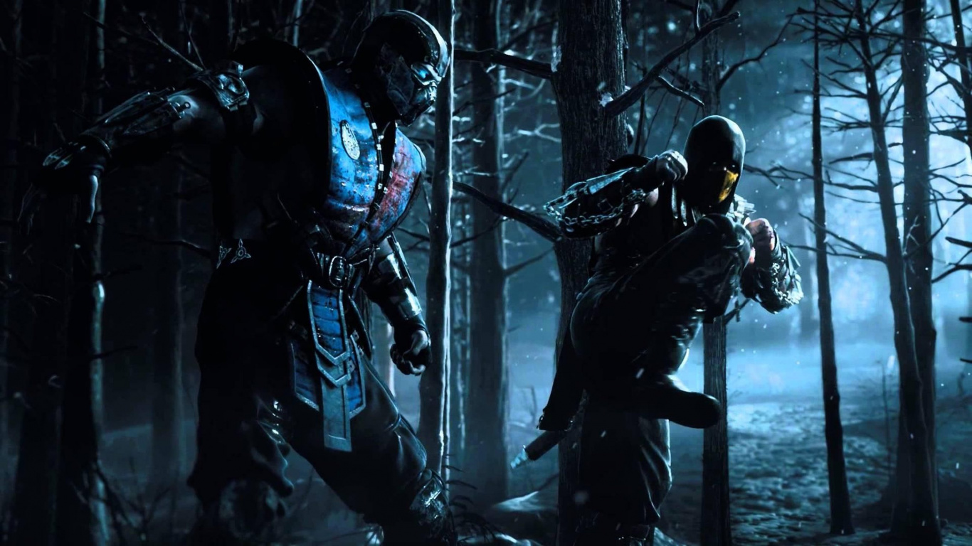 Mortal Kombat x, Scorpion, Darkness, Games, pc Game. Wallpaper in 1366x768 Resolution