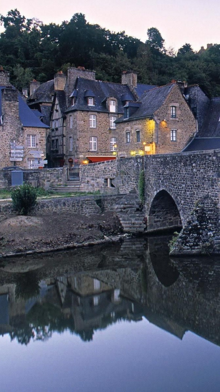 反射, 拱桥, 水道, 村庄, 旅游业 壁纸 720x1280 允许