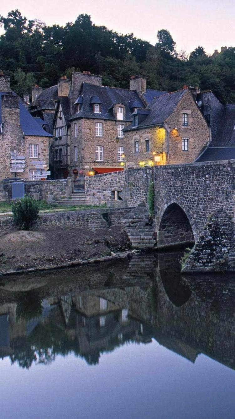 反射, 拱桥, 水道, 村庄, 旅游业 壁纸 750x1334 允许