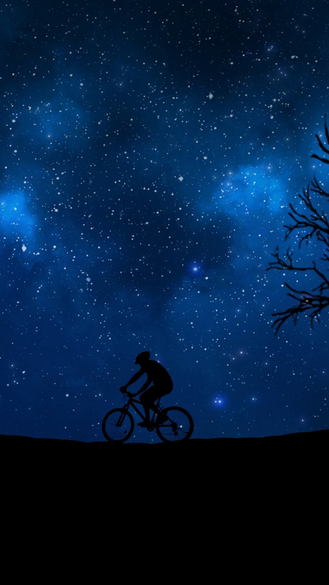 Silueta de Hombre de Pie Bajo la Noche Estrellada. Wallpaper in 1080x1920 Resolution