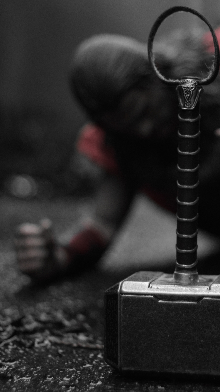 Thor, Mjlnir, Hand, Arm, Black and White. Wallpaper in 750x1334 Resolution