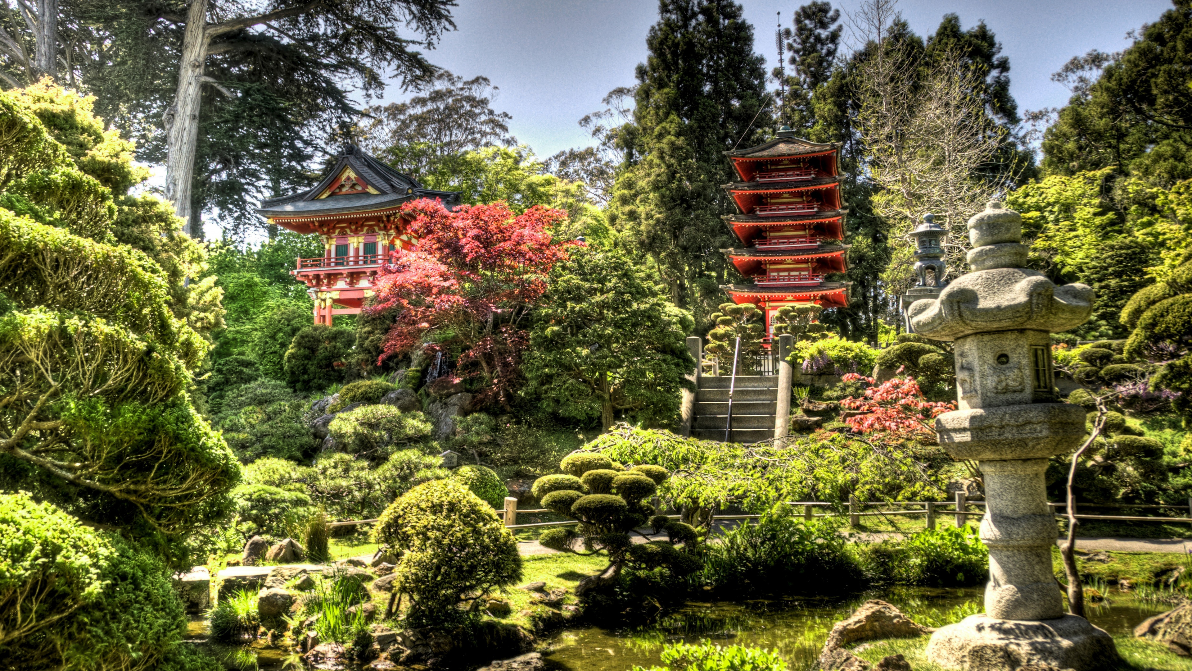 日本花园, 花园, 日本, 植被, 性质 壁纸 3840x2160 允许