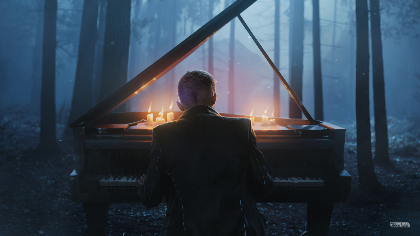 Musik, Digitale Kunst, Klavier, Pianist, Musiker. Wallpaper in 1366x768 Resolution