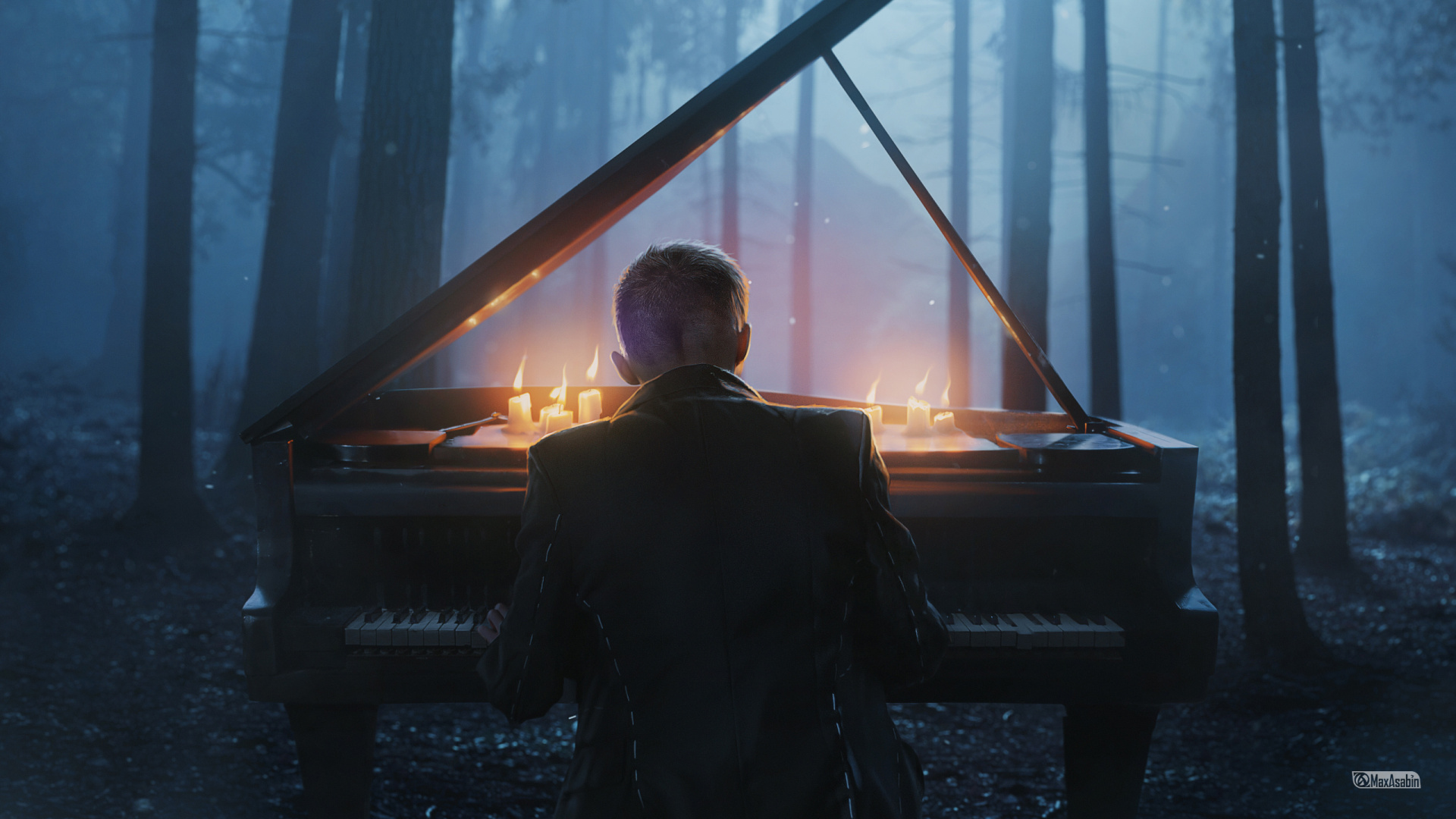 Musik, Digitale Kunst, Klavier, Pianist, Musiker. Wallpaper in 1920x1080 Resolution