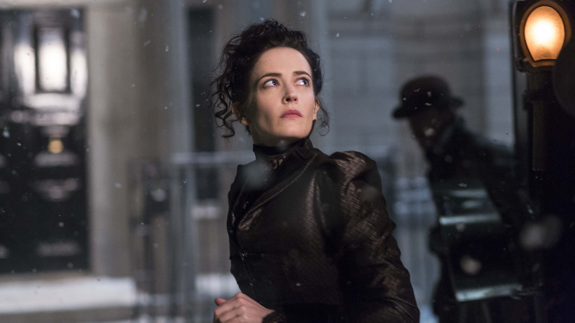 Woman in Black Leather Jacket Standing in Front of Glass Window. Wallpaper in 1920x1080 Resolution