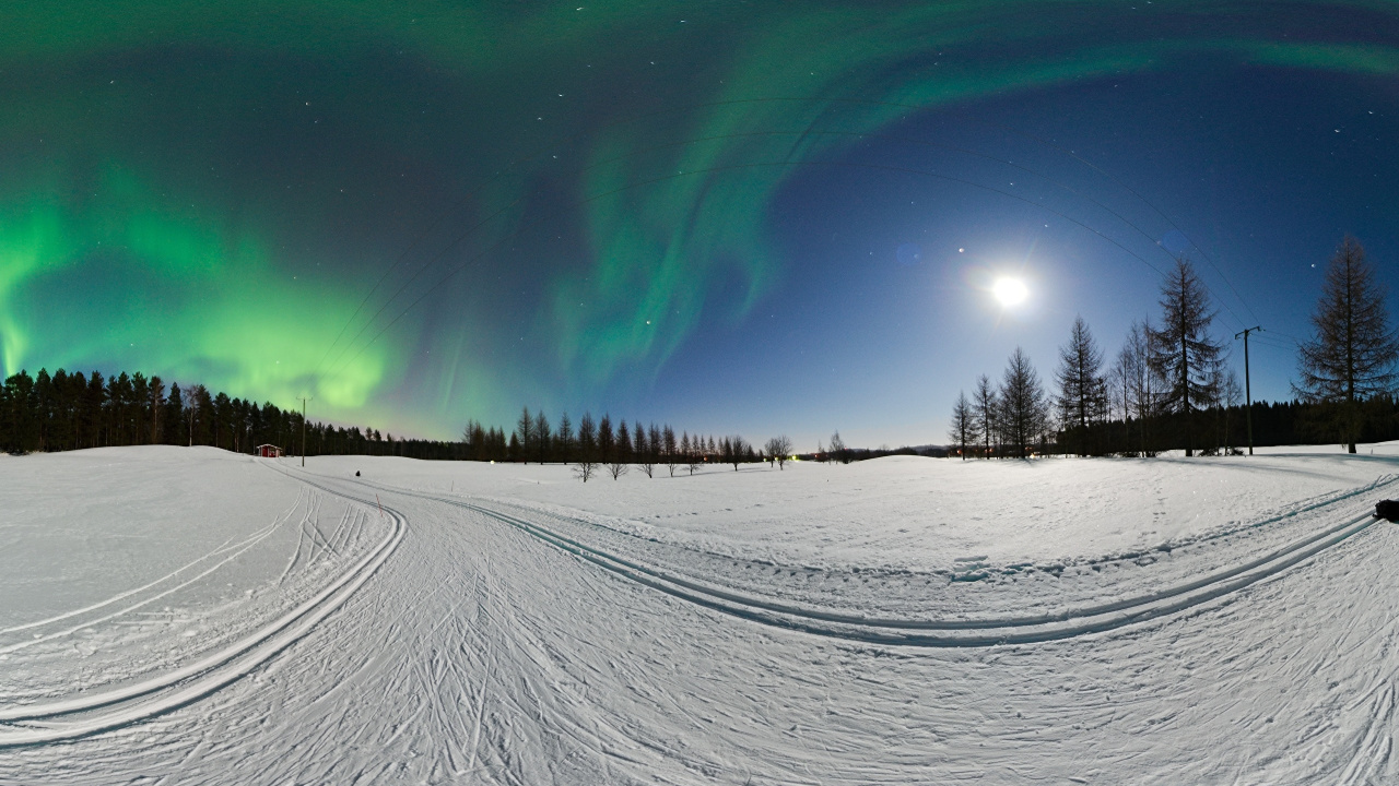Green Aurora Lights Over Snow Covered Field During Night Time. Wallpaper in 1280x720 Resolution