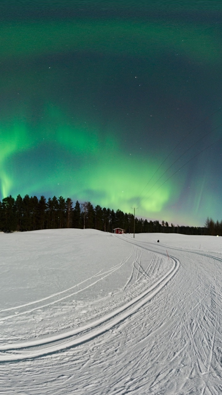 Green Aurora Lights Over Snow Covered Field During Night Time. Wallpaper in 720x1280 Resolution