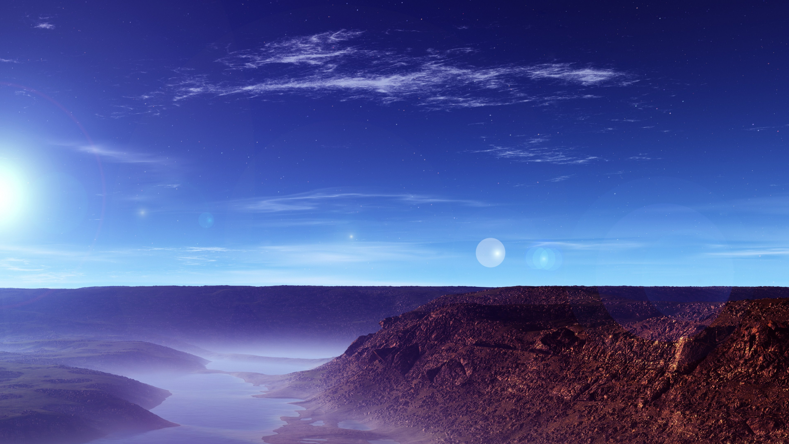 Brown and Black Mountains Under Blue Sky During Daytime. Wallpaper in 2560x1440 Resolution