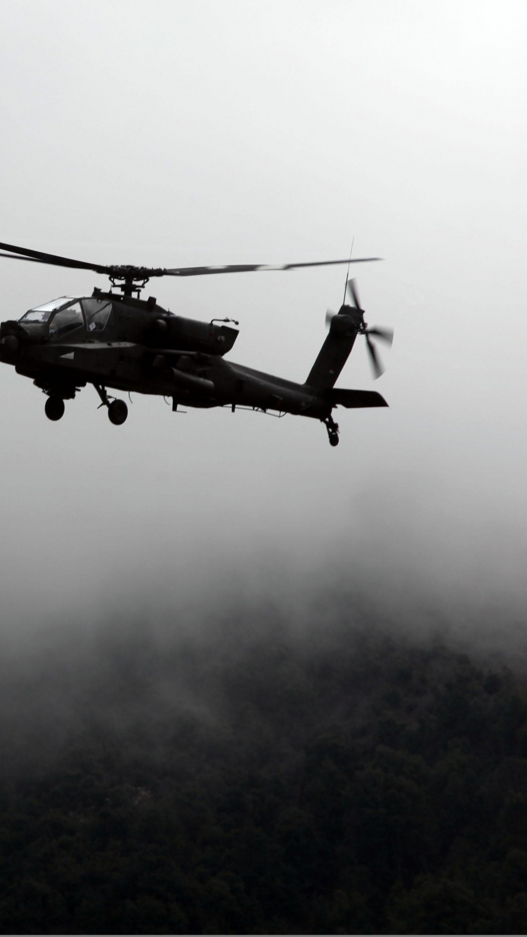 Helicóptero Negro Volando Sobre Las Nubes. Wallpaper in 1080x1920 Resolution