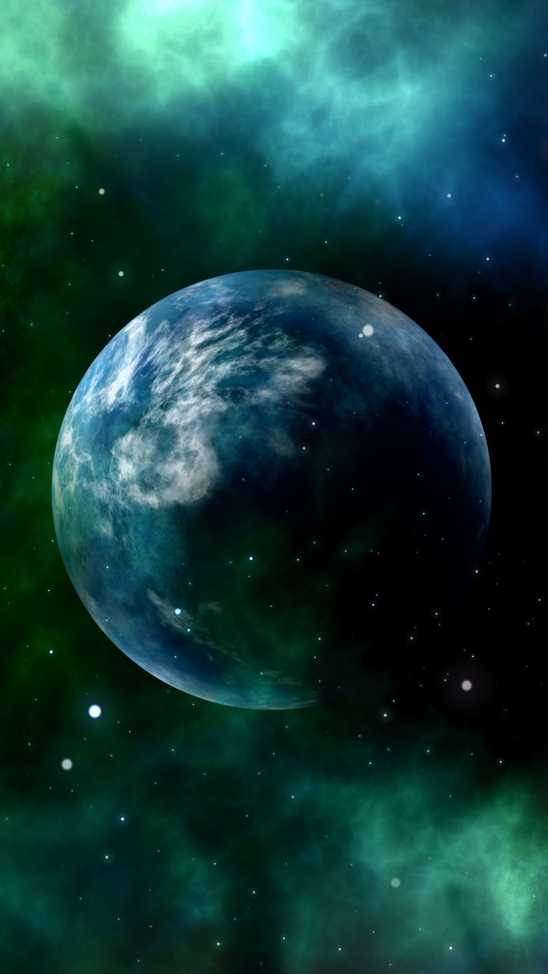 Planeta Azul y Verde Con Luces Verdes y Azules.. Wallpaper in 1080x1920 Resolution