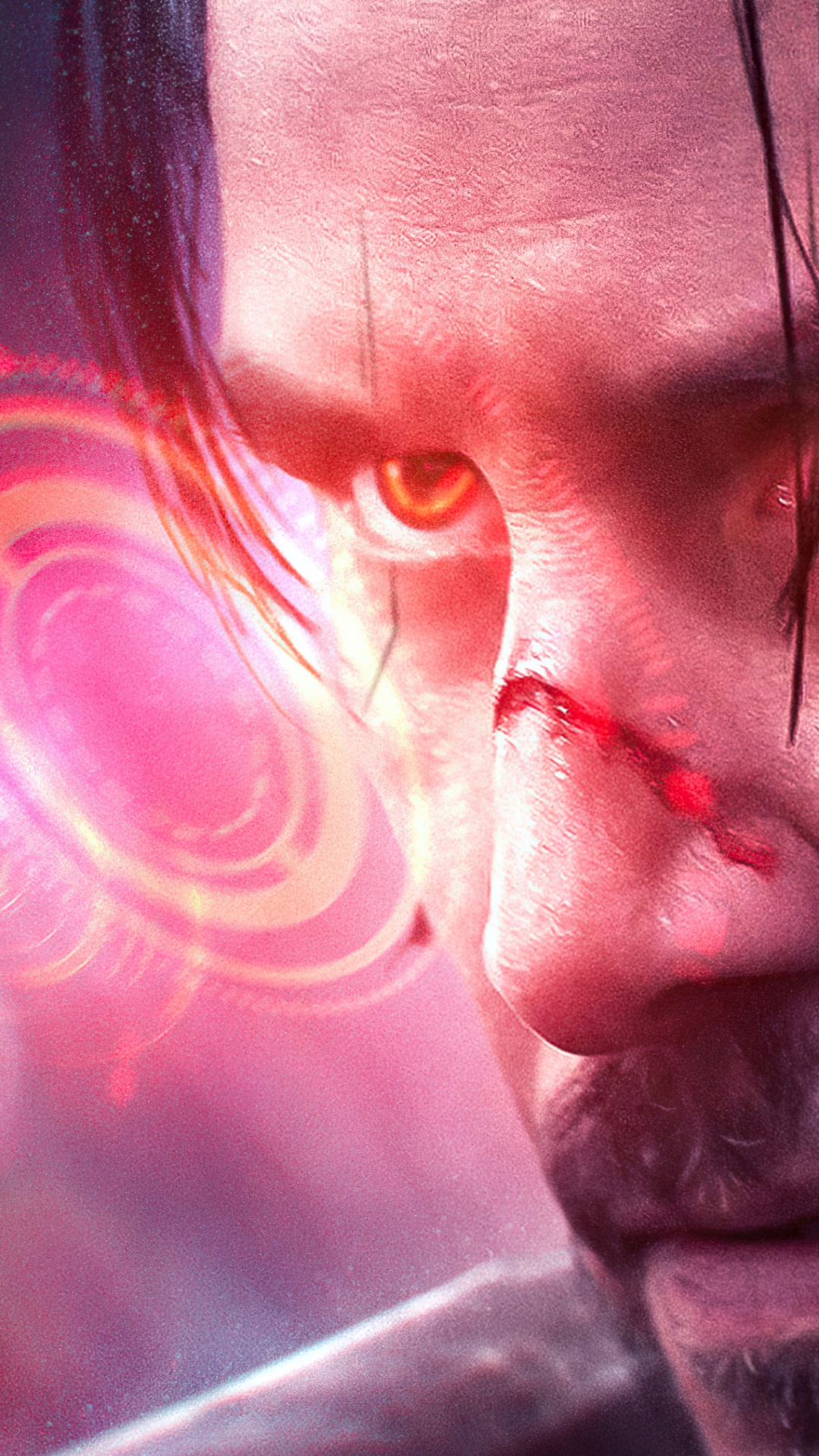Keanu Reeves, Cyberpunk 2077, Fan-Kunst, Nase, Lippe. Wallpaper in 1080x1920 Resolution