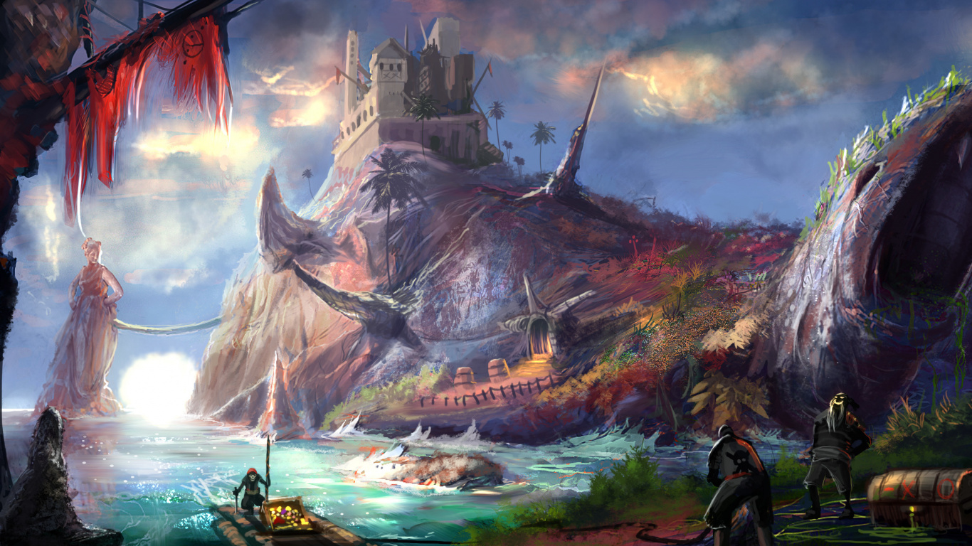 Personnes Marchant Sur un Terrain D'herbe Verte Près D'un Plan D'eau Pendant la Journée. Wallpaper in 1366x768 Resolution