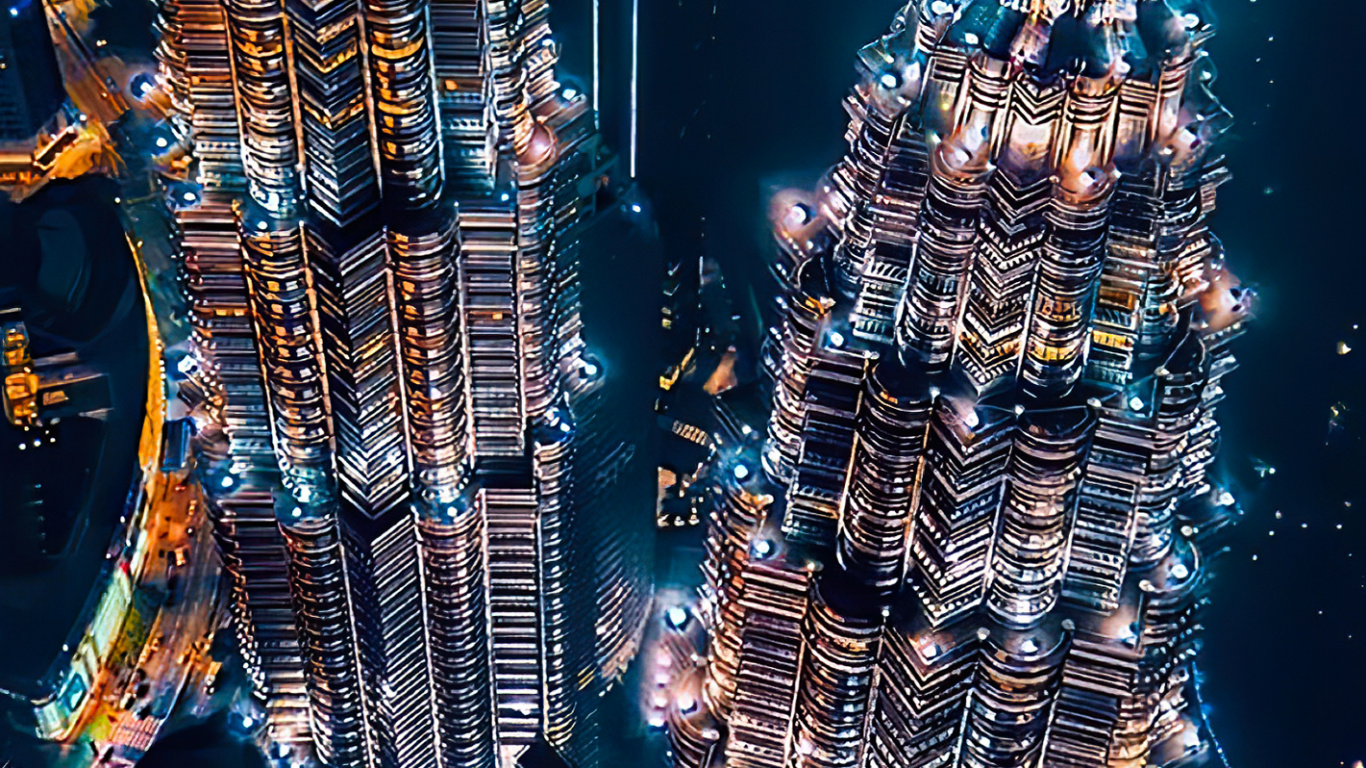 Stadtlandschaften, Weihnachtsbeleuchtung, Majorelle-blau, Gebäude, Licht. Wallpaper in 1366x768 Resolution