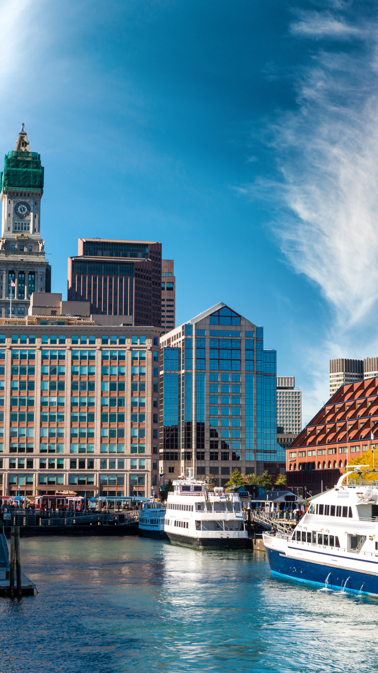 波士顿, 水运, 城市, 城市景观, 大都会 壁纸 750x1334 允许