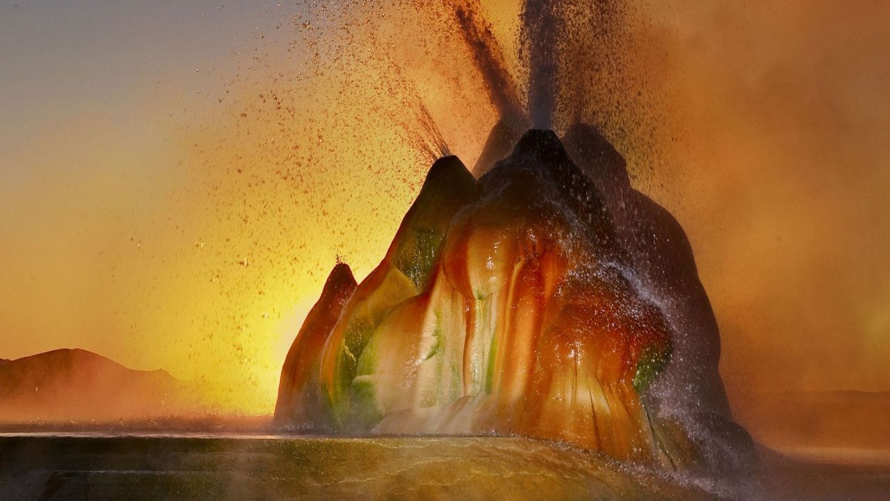 Fly Geyser, National Geographic, Geyser, Nature, Ecoregion. Wallpaper in 1280x720 Resolution