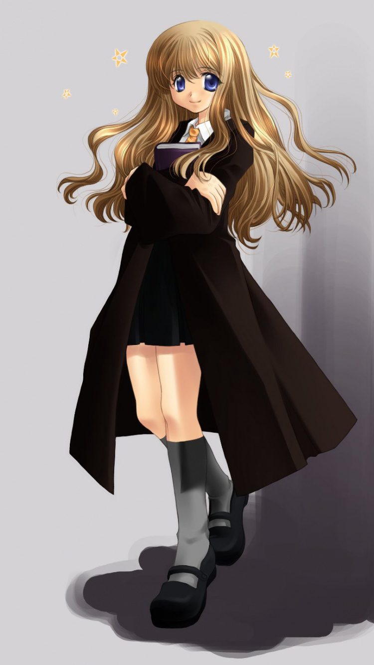 Blondes Mädchen im Schwarzen Kleid Abbildung Dress. Wallpaper in 750x1334 Resolution