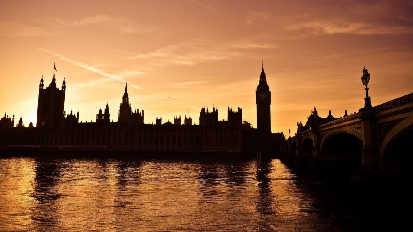 Houses of Parliament, Palace of Westminster, Big Ben, Landmark, City. Wallpaper in 1366x768 Resolution