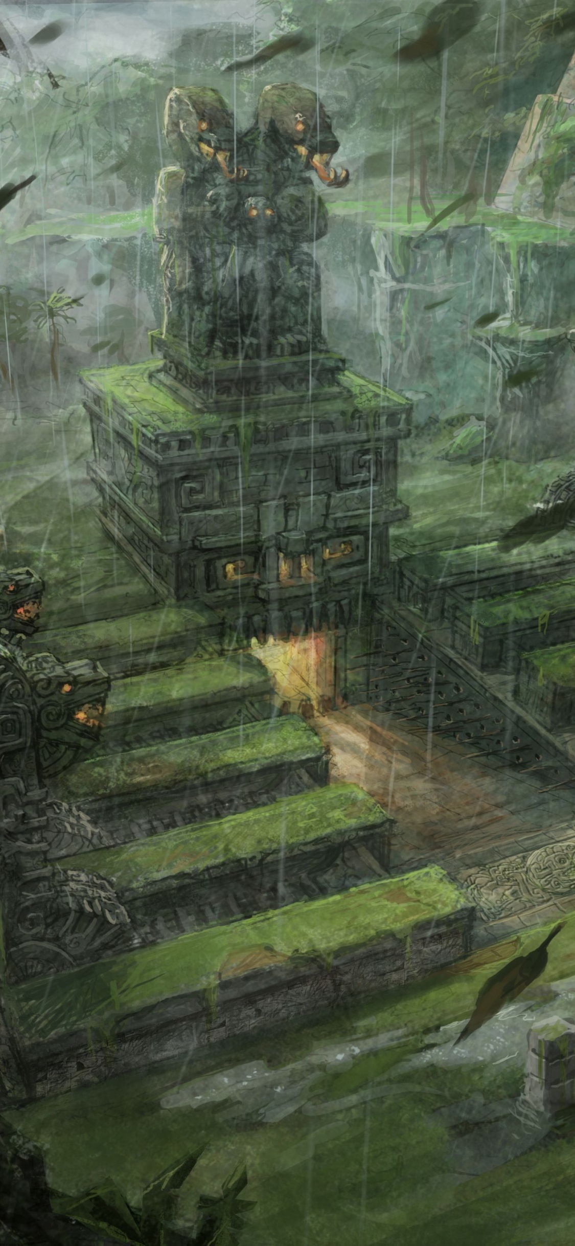 Grüner Und Brauner Berg Mit Bäumen. Wallpaper in 1125x2436 Resolution