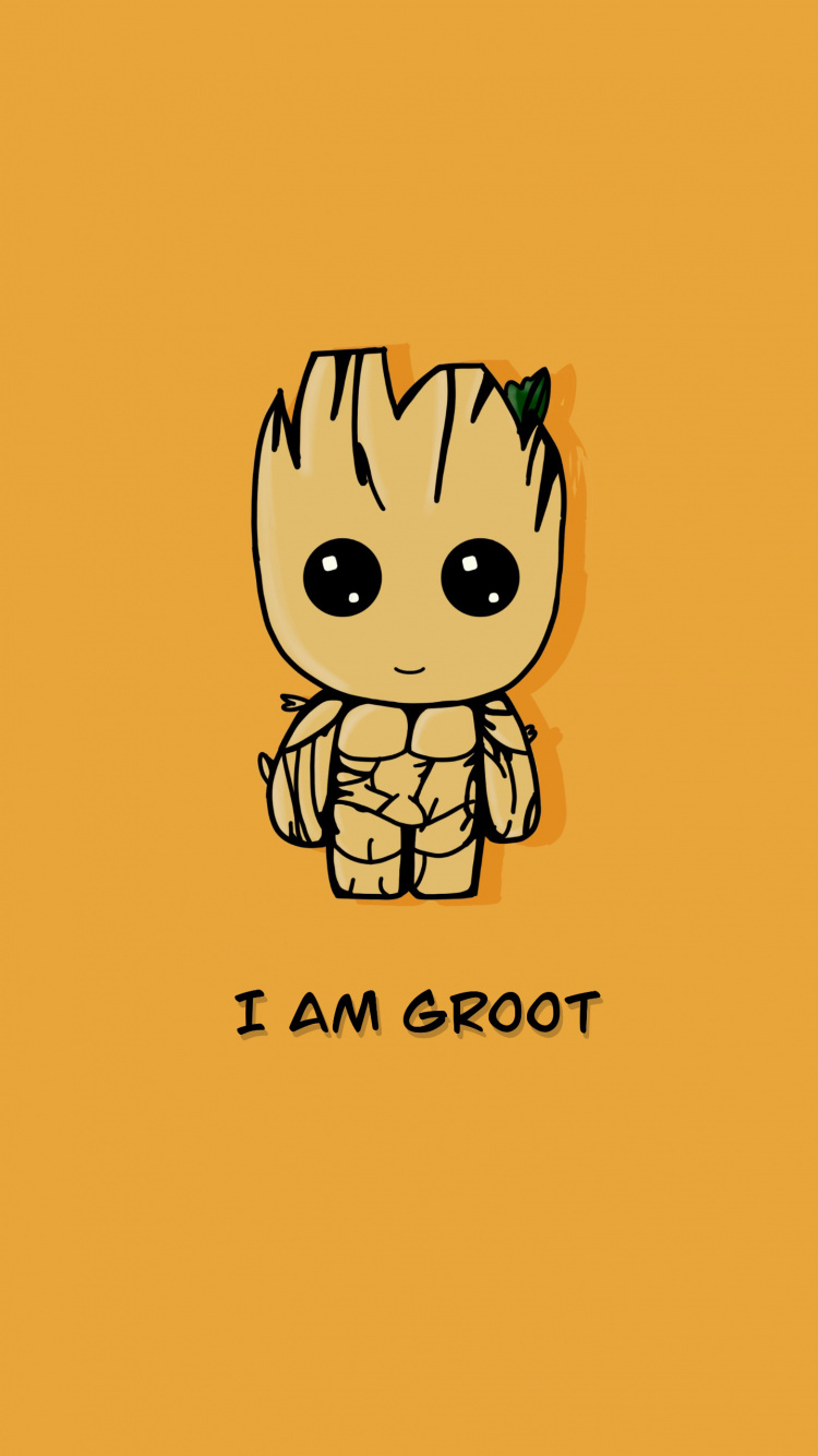 Guardians of The Galaxy, Groot, Cartoon, Marvel Comics, Rocket Raccoon. Wallpaper in 750x1334 Resolution