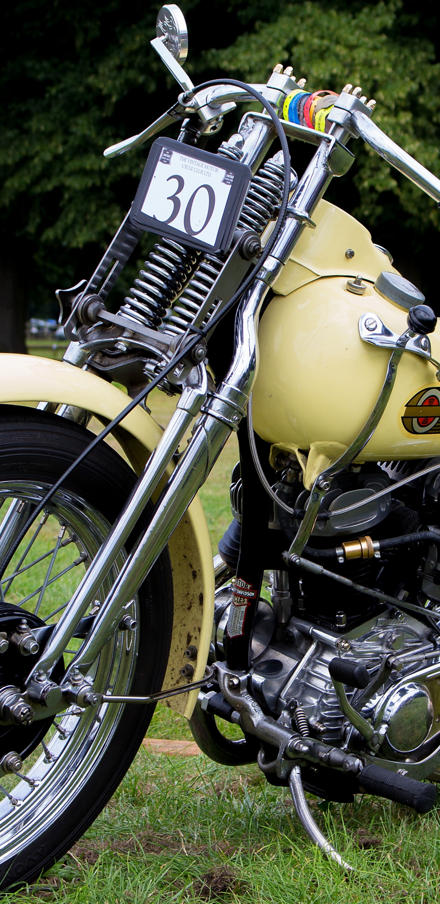 Yellow and Black Cruiser Motorcycle on Green Grass Field During Daytime. Wallpaper in 1440x2960 Resolution