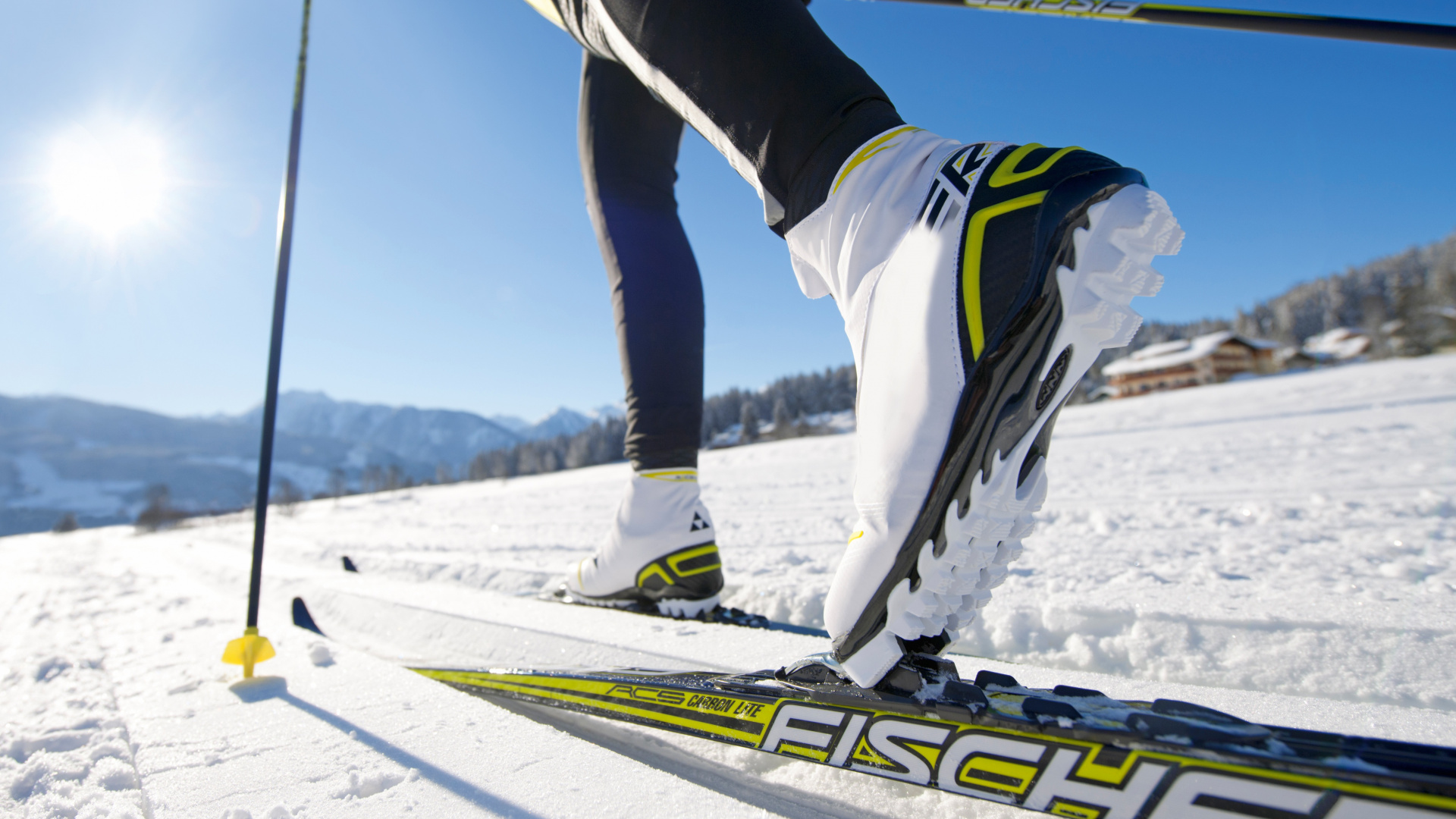 Person in White and Blue Pants and White Snow Ski. Wallpaper in 1920x1080 Resolution