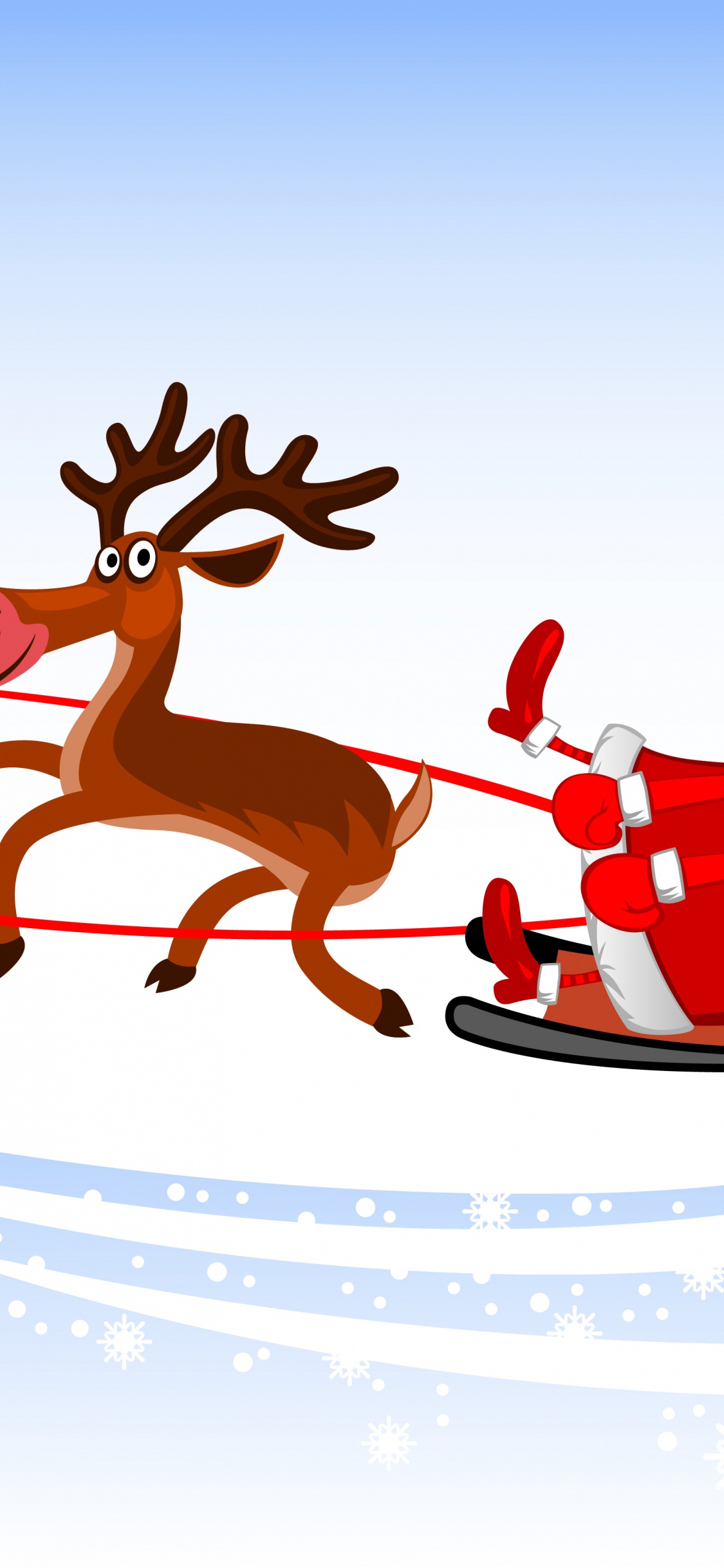 Santa Claus, Christmas Day, Reindeer, Deer, Illustration. Wallpaper in 1125x2436 Resolution