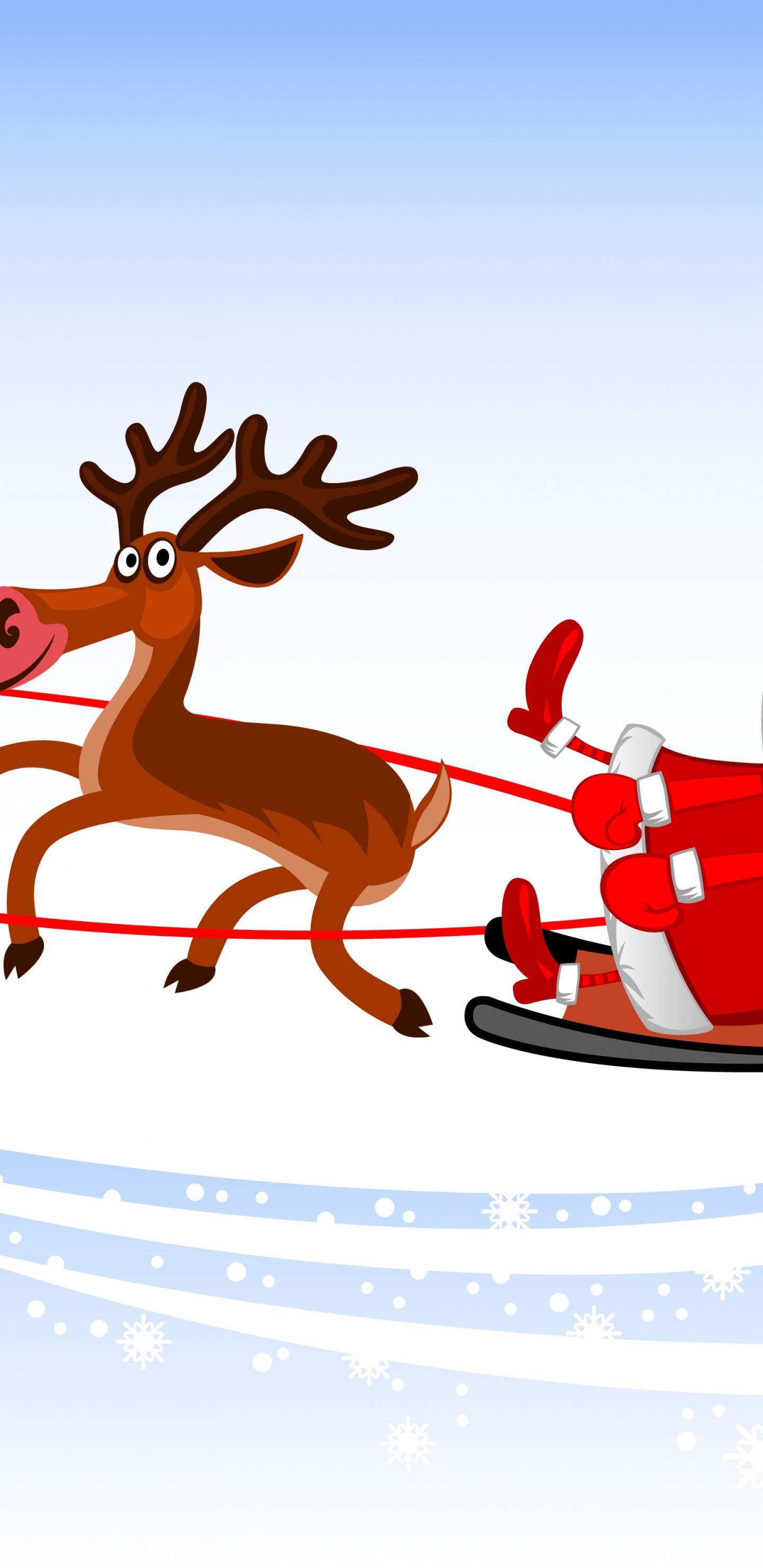 Santa Claus, El Día De Navidad, Reno, Ciervo, Ilustración. Wallpaper in 1440x2960 Resolution