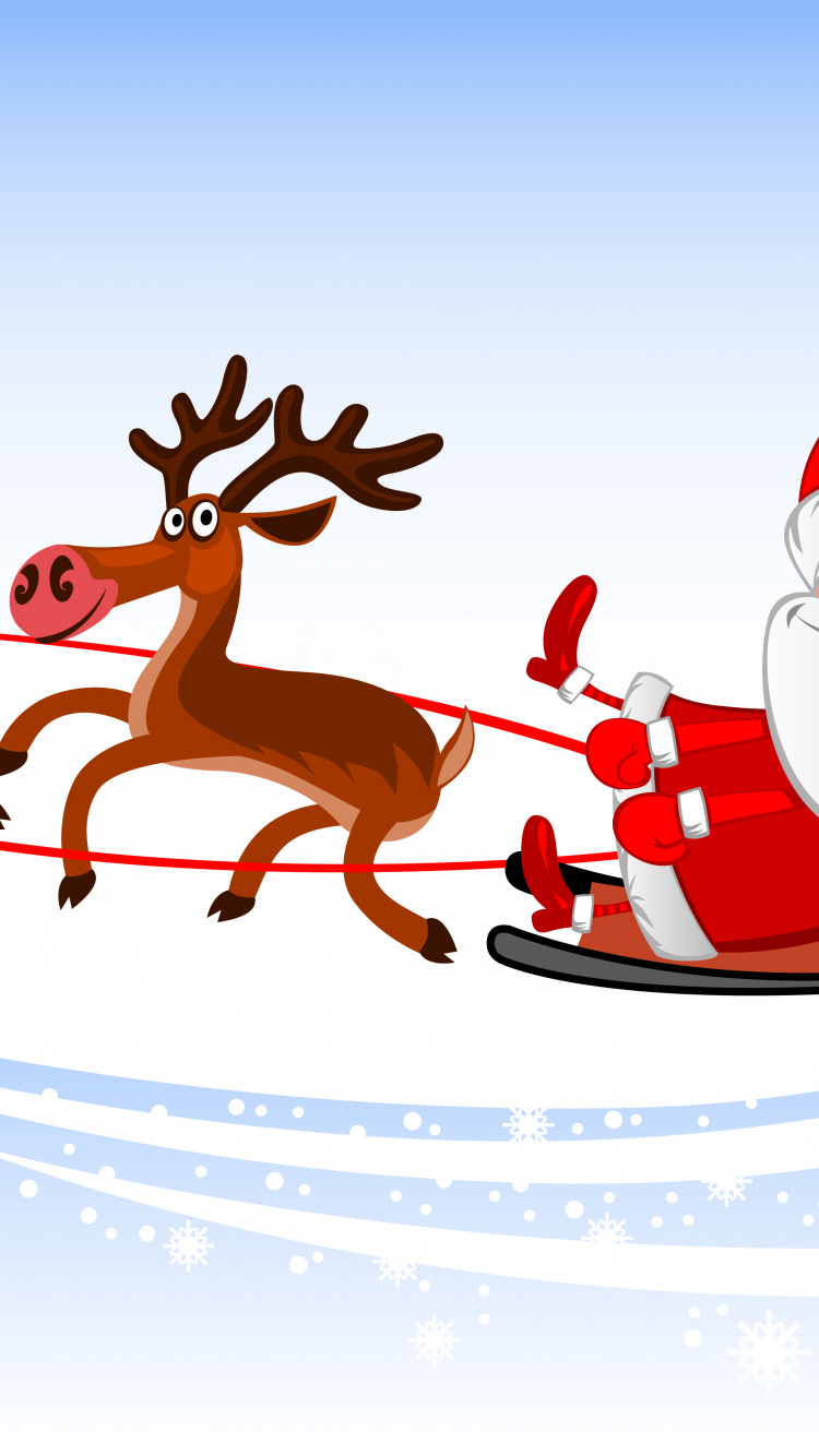 Santa Claus, Le Jour De Noël, Renne, Illustration, Personnage de Fiction. Wallpaper in 750x1334 Resolution
