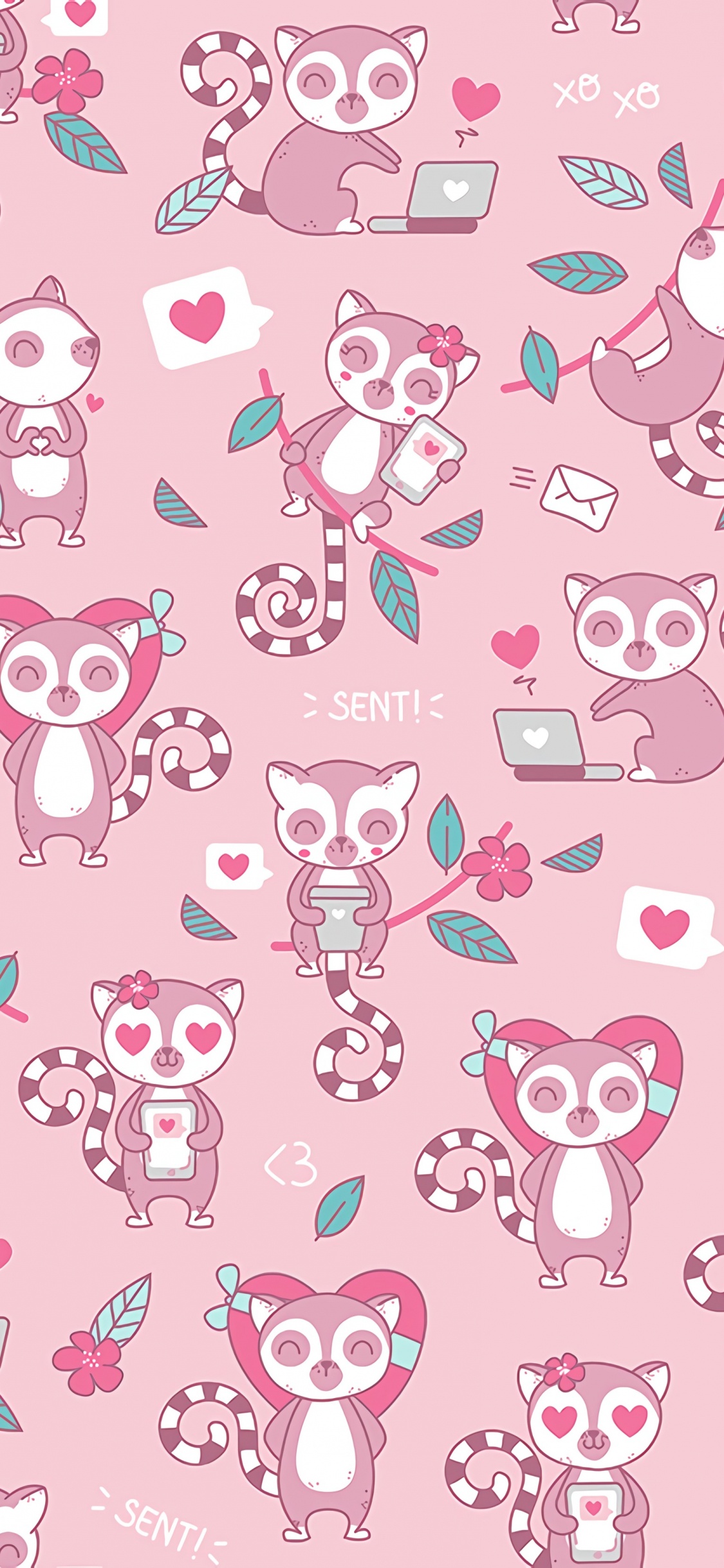 Textile Imprimé Coeur et Coeur Rose et Blanc. Wallpaper in 1125x2436 Resolution