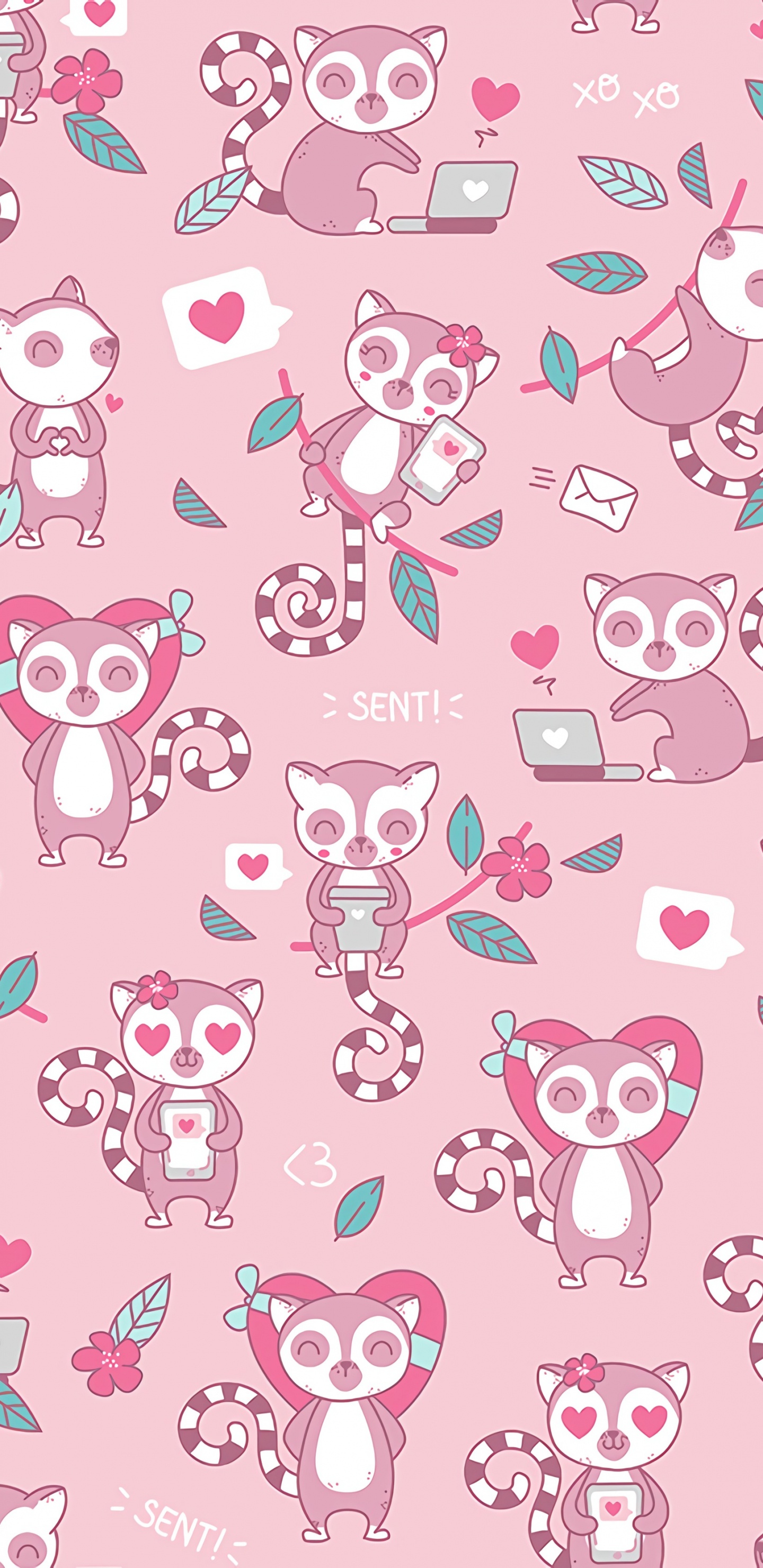 Textile Imprimé Coeur et Coeur Rose et Blanc. Wallpaper in 1440x2960 Resolution